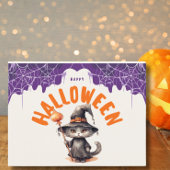 Whimsical Happy Halloween Cat Holiday Briefkaart