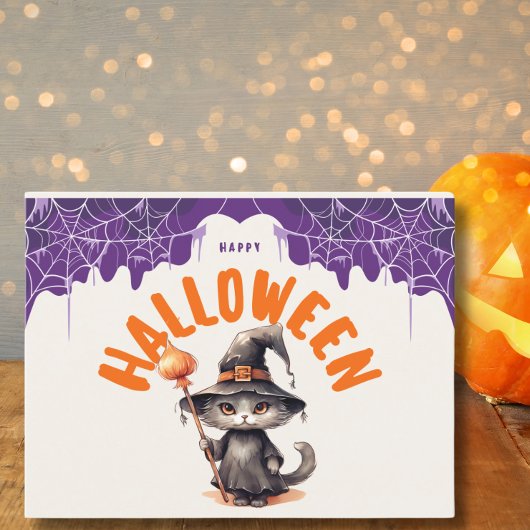 Whimsical Happy Halloween Cat Holiday Briefkaart