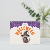 Whimsical Happy Halloween Cat Holiday Briefkaart (Staand voorkant)