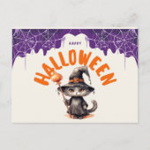 Whimsical Happy Halloween Cat Holiday Briefkaart (Voorkant)
