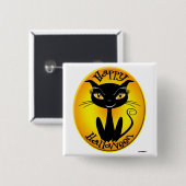Whimsical Happy Halloween Cat Vierkante Button 5,1 Cm (Voorkant /achterkant)