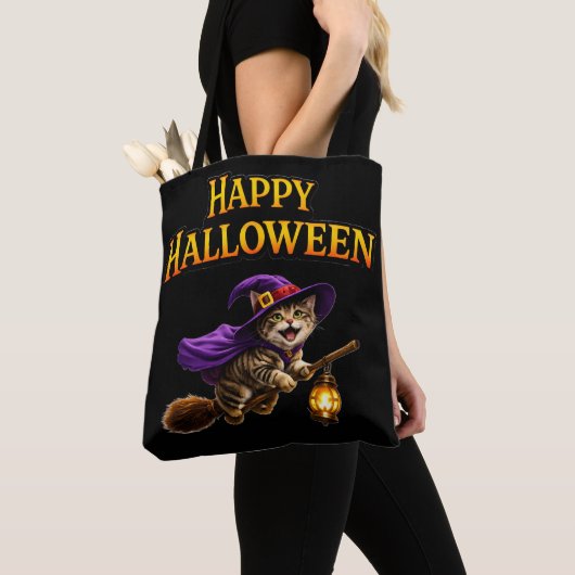 Whimsical happy Halloween tote bag carry your trea (Dichtbij)