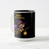 Whimsical happy Halloween two Tweekleurige Koffiemok (Voorkant links)