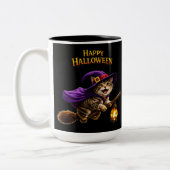 Whimsical happy Halloween two Tweekleurige Koffiemok (Links)