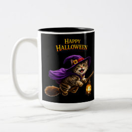 Whimsical happy Halloween two Tweekleurige Koffiemok