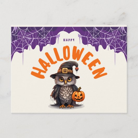 Whimsical Happy Halloween Uil Briefkaart (Voorkant)