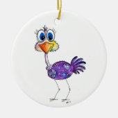 Whimsical Happy Paars Ostrich Keramisch Ornament (Voorkant)