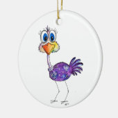 Whimsical Happy Paars Ostrich Keramisch Ornament (Links)