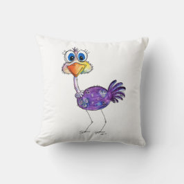 Whimsical Happy Paars Ostrich Kussen
