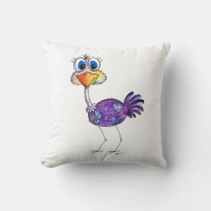 Whimsical Happy Paars Ostrich Kussen