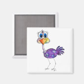 Whimsical Happy Paars Ostrich Magneet (Voorkant / Achterkant)
