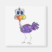 Whimsical Happy Paars Ostrich Magneet (Voorkant)