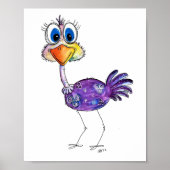 Whimsical Happy Paars Ostrich Poster (Voorkant)