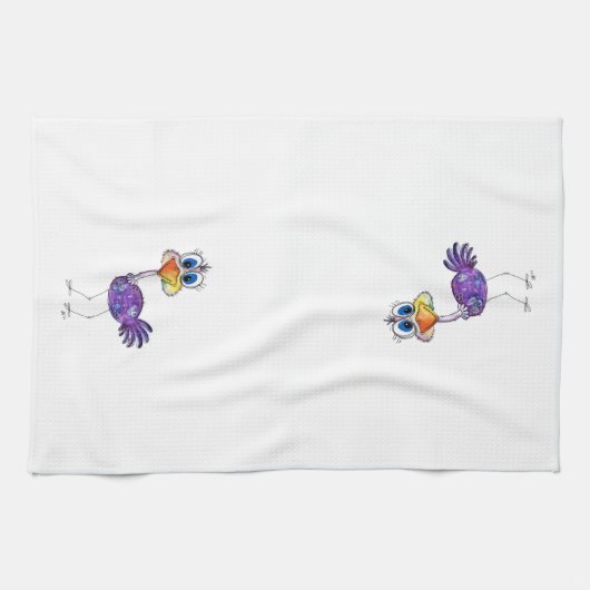 Whimsical Happy Paars Ostrich Theedoek (Horizontaal)