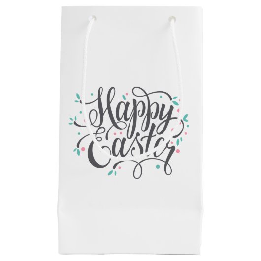 Whimsical Happy Paaskalligrafie | Gift Bag Klein Cadeauzakje (Voorkant)