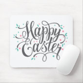 Whimsical Happy Paaskalligrafie | Mousepad Muismat (Met muis)