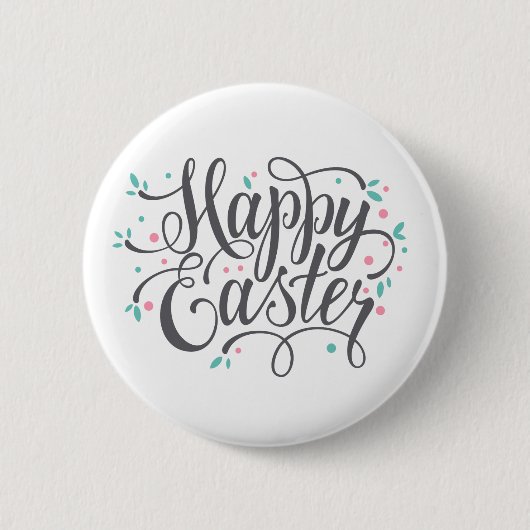 Whimsical Happy Paaskalligrafie | Pin-Button Ronde Button 5,7 Cm (Voorkant)