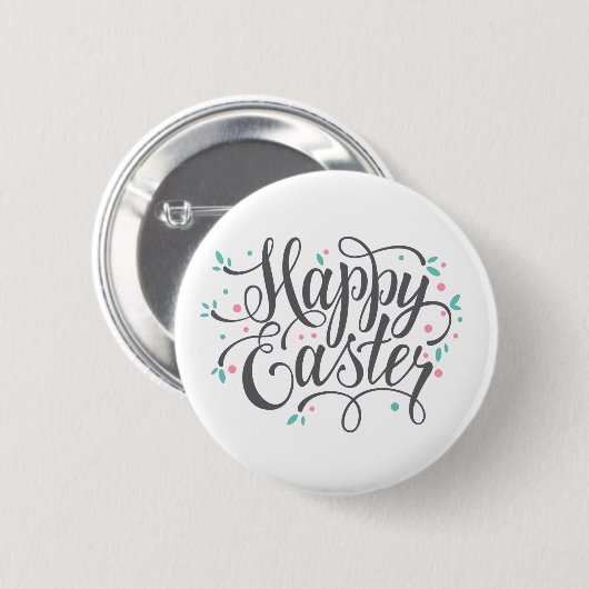 Whimsical Happy Paaskalligrafie | Pin-Button Ronde Button 5,7 Cm (Voorkant /achterkant)