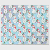 Whimsical Happy Snowmen in sneeuwflurries Cadeaupapier (Vlak)