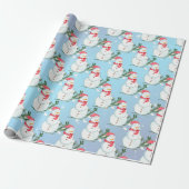 Whimsical Happy Snowmen in sneeuwflurries Cadeaupapier (Uitgerold)