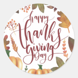 Whimsical Happy Thanksgiving Day | STICKER
