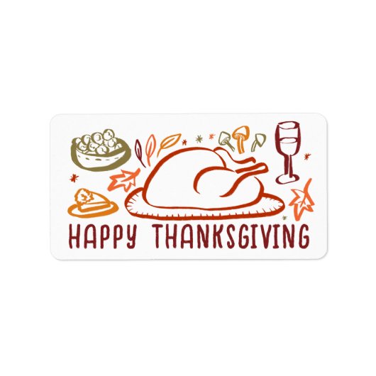 Whimsical Happy Thanksgiving Friendsgiving Sticker (Voorkant)