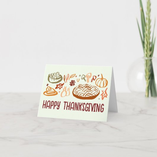 Whimsical Happy Thanksgiving Vriendschappen Vegan Kaart (Voorkant)