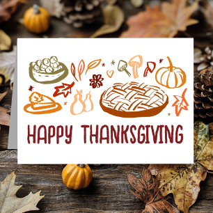 Whimsical Happy Thanksgiving Vriendschappen Vegan Kaart