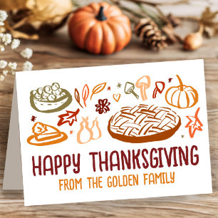 Whimsical Happy Thanksgiving Vriendschappen Vegan Kaart
