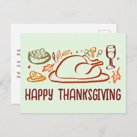 Whimsical Happy Thanksgiving Vriendschapsgeschenk  Briefkaart (Voorkant / Achterkant)