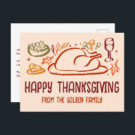 Whimsical Happy Thanksgiving Vriendschapsgeschenk  Briefkaart<br><div class="desc">Perfect leuk briefkaart om te wensen happy thanksgiving aan familie, vrienden of collega's! Met de hand gemaakte kunst voor jou! Perfect voor een Thanksgiving vakantie of Friendsgiving - verander de tekst voor uw behoeften. VOLLEDIG ! Klik hierboven op "Personaliseren" om de tekst aan de voor- en achterkant te bewerken. Klik...</div>