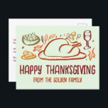 Whimsical Happy Thanksgiving Vriendschapsgeschenk  Briefkaart<br><div class="desc">Perfect leuk briefkaart om te wensen happy thanksgiving aan familie, vrienden of collega's! Met de hand gemaakte kunst voor jou! Perfect voor een Thanksgiving vakantie of Friendsgiving - verander de tekst voor uw behoeften. VOLLEDIG ! Klik hierboven op "Personaliseren" om de tekst aan de voor- en achterkant te bewerken. Klik...</div>