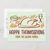 Whimsical Happy Thanksgiving Vriendschapsgeschenk Briefkaart (Voorkant / Achterkant)