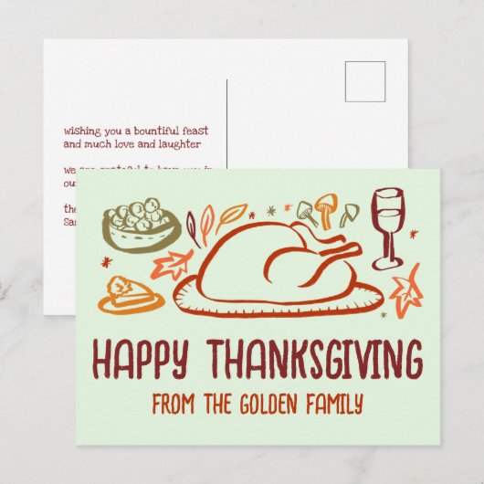 Whimsical Happy Thanksgiving Vriendschapsgeschenk  Briefkaart (Voorkant / Achterkant)