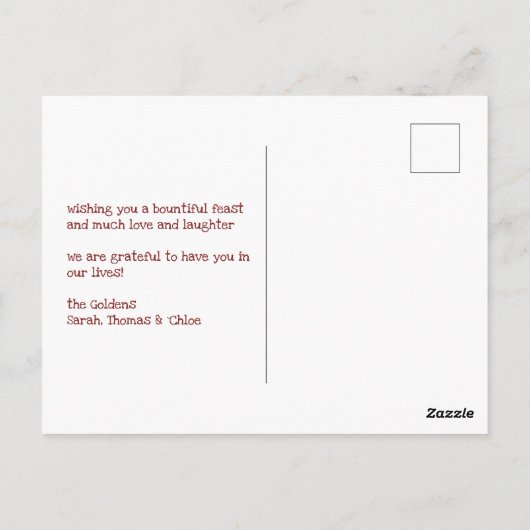 Whimsical Happy Thanksgiving Vriendschapsgeschenk Briefkaart (Achterkant)