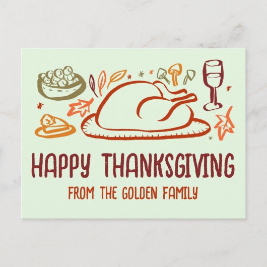 Whimsical Happy Thanksgiving Vriendschapsgeschenk  Briefkaart (Voorkant)