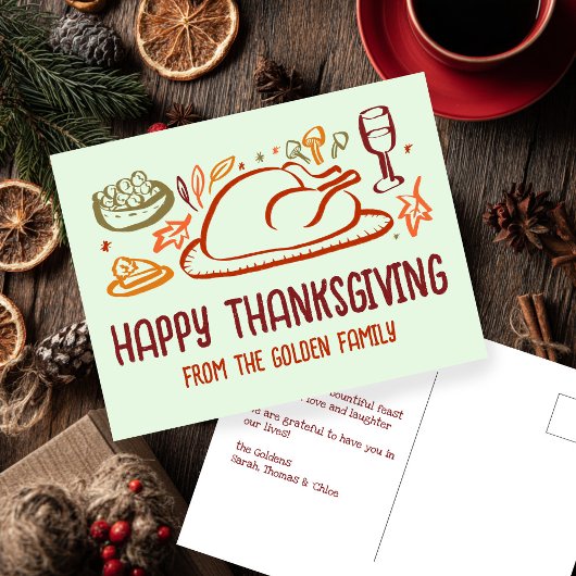 Whimsical Happy Thanksgiving Vriendschapsgeschenk Briefkaart