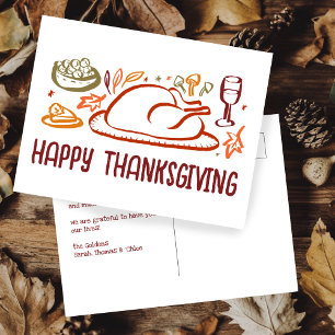 Whimsical Happy Thanksgiving Vriendschapsgeschenk  Briefkaart
