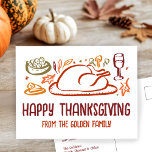 Whimsical Happy Thanksgiving Vriendschapsgeschenk  Briefkaart<br><div class="desc">Perfect leuk briefkaart om te wensen happy thanksgiving aan familie, vrienden of collega's! Met de hand gemaakte kunst voor jou! Perfect voor een Thanksgiving vakantie of Friendsgiving - verander de tekst voor uw behoeften. VOLLEDIG ! Klik hierboven op "Personaliseren" om de tekst aan de voor- en achterkant te bewerken. Klik...</div>