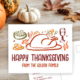 Whimsical Happy Thanksgiving Vriendschapsgeschenk Briefkaart