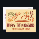 Whimsical Happy Thanksgiving Vriendschapsgeschenk  Briefkaart<br><div class="desc">Perfect leuk briefkaart om te wensen happy thanksgiving aan familie, vrienden of collega's! Met de hand gemaakte kunst voor jou! Perfect voor een Thanksgiving vakantie of Friendsgiving - verander de tekst voor uw behoeften. VOLLEDIG ! Klik hierboven op "Personaliseren" om de tekst aan de voor- en achterkant te bewerken. Klik...</div>