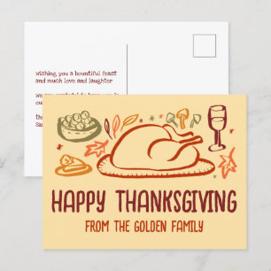 Whimsical Happy Thanksgiving Vriendschapsgeschenk Briefkaart