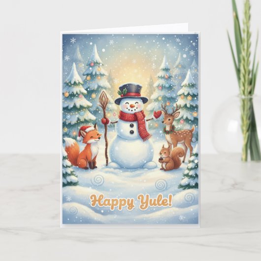 Whimsical Happy Yule card Feestdagen Kaart (Voorkant)