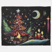 Whimsical Hard Pastel Kersttekening Fleece Deken (Voorkant (Horizontaal))
