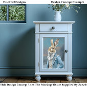Whimsical Hare Gekleed in Blauw, Sneeuw CE9 Decoup Tissuepapier
