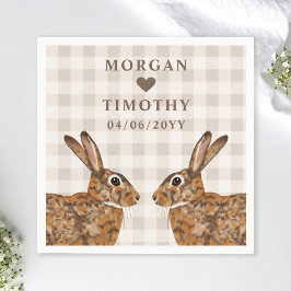 Whimsical Hare Heads With Names And Date Wedding Servet