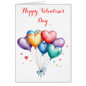 Whimsical hart ballonnen Gelukkige Valentijnsdag (Voorkant)