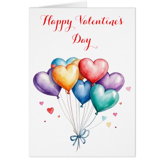 Whimsical hart ballonnen Gelukkige Valentijnsdag (Voorkant)