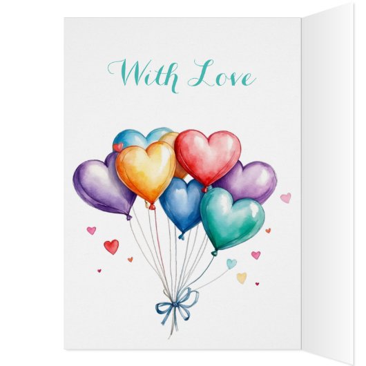 Whimsical hart ballonnen Gelukkige Valentijnsdag (Binnen (Links))