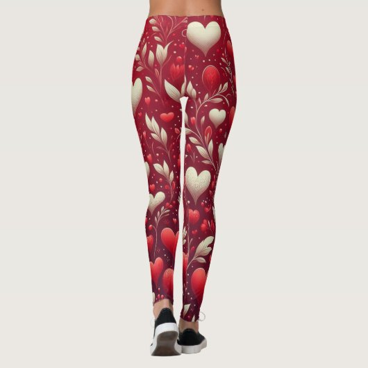 Whimsical hart en bladeren Leggings (Achterkant)